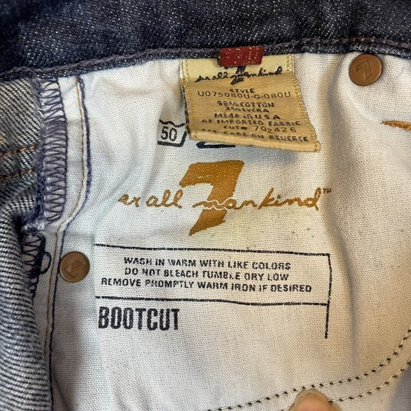 7 for All Mankind Dark Wash Mid Rise Bootcut Jeans Style U075080u 080u Sz 27 - Picture 6 of 11